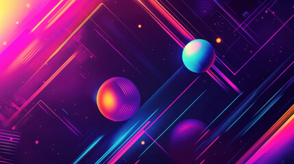 Futuristic abstract design with neon hues and geometric shapes