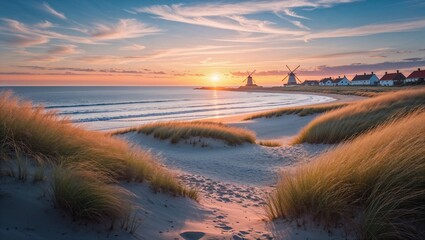 bord de mer sauvage au coucher du soleil 