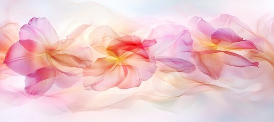 Obraz premium Soft Pink Tulip Flower Arrangement, Delicate Floral Background, Blurred Bokeh, Pastel Colors