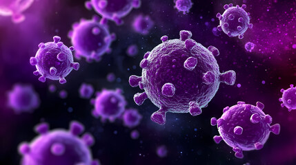 Purple Virus Microscopic View with Protrusions