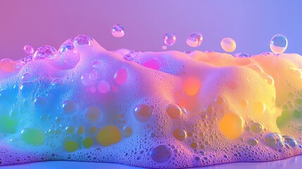 Fototapeta premium Colorful foam bubbles with iridescent texture.