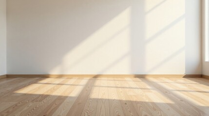 Empty Room Interior Design Featuring Light Wood Floor and Sunlight Streaming Through Window
