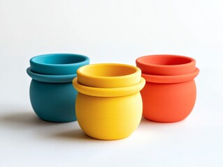 Innovative 3D Printed Plant Pot Toys in Three Bright Colors
