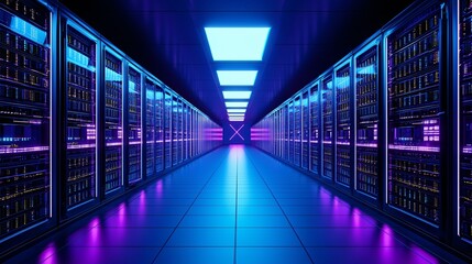Fototapeta premium information source retrieval, futuristic archives, abstract AI, glowing data retrieval bars, pulsating grids, cybernetic textures, high-tech aesthetics, deep neon shades, clean futuristic space