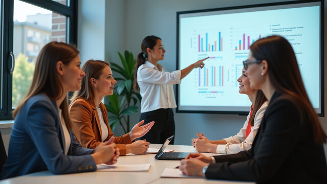 women share innovative concepts colleagues company presentations