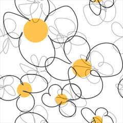 Floral graphic scribble design. Seamless pattern. Set. Abstract minimal flower. Beautiful floral background. Vector art illustration for textile,