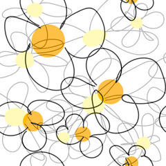 Floral graphic scribble design. Seamless pattern. Set. Abstract minimal flower. Beautiful floral background. Vector art illustration for textile,