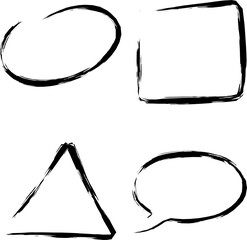 Hand drawn circle triangle rectangular conversation chat icon doodle set sketch symbols vector illustration graphic elements