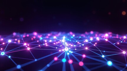 Obraz premium Abstract Glowing Network with Connected Dots and Lines Background