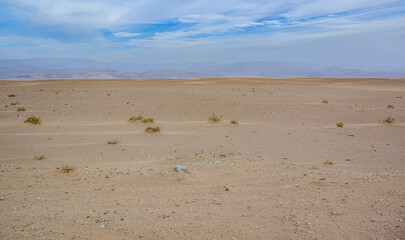 panorama desert sandy valley empty waste land of wilderness and death without nothing