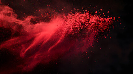 Powdered cayenne pepper in striking red against a dark backdrop, showing off its rich, spicy tone.