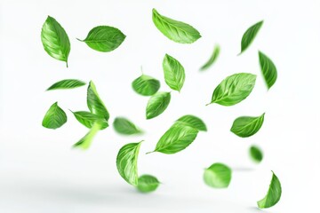 green leaves on white background
