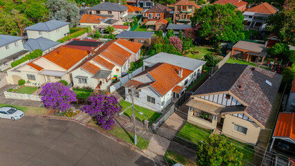 Old Restored Federation Suburban Sydney Double Brick with terracotta Roof tiles timber window frames  in western Sydney  NSW Australia