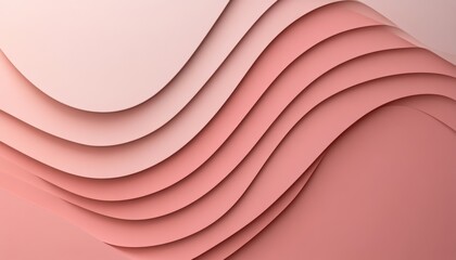 Abstract Background With 3D Pastel Pink Grapefruit Layers, Minimalist Curved Wave Pattern For Design