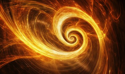 Golden swirling vortex with fiery patterns, creating an abstract design.