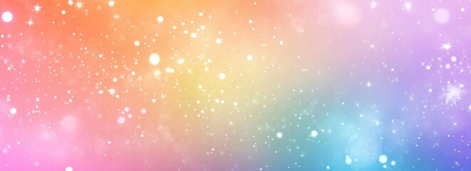 Fototapeta premium Pastel rainbow background with bokeh lights and sparkles.