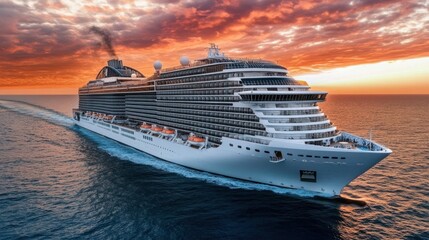 Naklejka premium Majestic Cruise Ship at Sunset