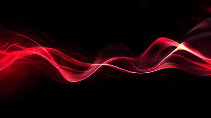 Flowing Red Wave Lines on Black Background