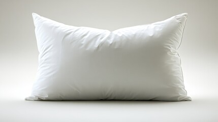 A pristine white pillow, its smooth surface inviting, rests majestically on a neutral backdrop, ready to elevate any interior space and provide unparalleled comfort.