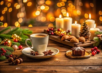 Festive Christmas Coffee Table with Treats & Lights - Long Exposure Photography