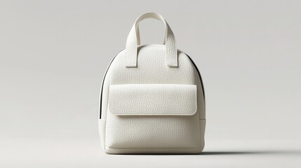 A sleek, white backpack with a textured surface, featuring two sturdy handles, ready to accompany kids on their adventures, offering both style and practicality.