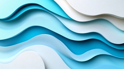 Abstract Blue White Paper Waves Flowing Softly. AI Generated