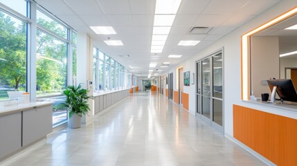 Obraz premium Office space with motion sensors and smart lighting. 