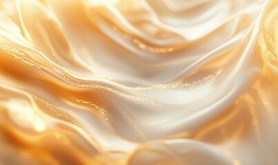 Obraz premium Close-up of silky smooth white cream swirls illuminated by soft natural light, showcasing textures and purity for skincare or food themes .