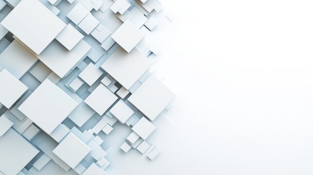 Abstract 3D Cube Composition: A dynamic arrangement of three-dimensional cubes in varying sizes and positions, forming a visually compelling abstract composition. 