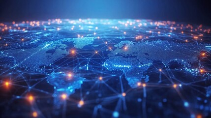 Digital blockchain system tracking international trade amid tariff hikes, glowing interface, financial technology concept,