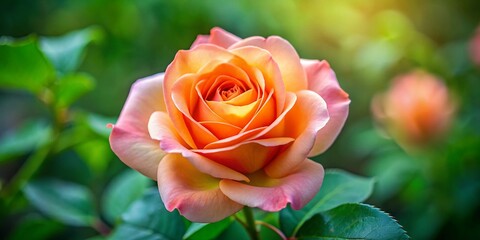 Fragrant Pink and Orange Rose Close-Up, Garden Bloom,  Detailed Petals, High-Resolution Stock Photo