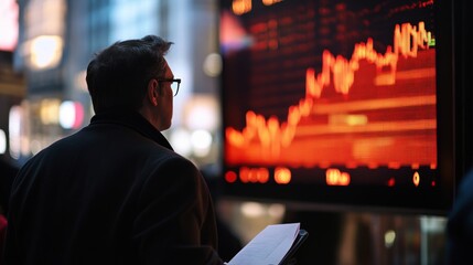 Graph showing inflation rising alongside tariffs, financial analyst taking notes, deep focus,