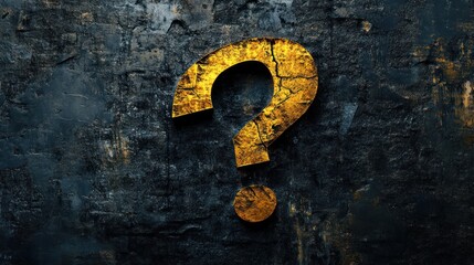Golden Question Mark on Dark Background: Enigma and Mystery