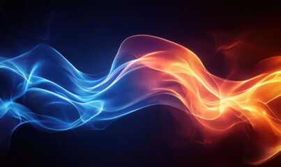 Digital wave patterns in vibrant blue and orange hues illuminated by gradient light creating a bold and futuristic energy concept .