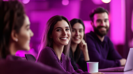 Smiling young professionals in a collaborative team setting