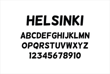 Helsinki font for logo and headline. Isolated vector typeset