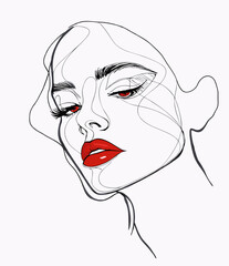 Abstract beauty: vector composition with an emphasis on makeup and clean lines of a female face