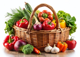 Fresh Vegetables in Rustic Wicker Basket - Night Market Scene