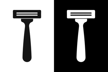 Stylized Shaving Razor Icon Elegant Black and White Silhouette Design.