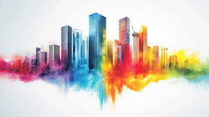 Fototapeta premium Vibrant Cityscape: A Colorful Urban Dream