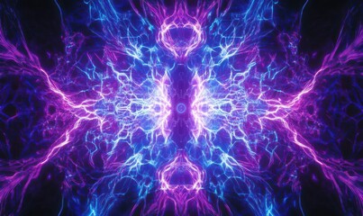 Dynamic glowing purple and blue digital lines forming intricate circuit-like patterns symbolizing futuristic innovation .