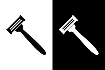 Stylized Shaving Razor Icon Elegant Black and White Silhouette Design.