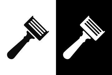Black and White Razor Icon Minimalist Silhouette Vector for Beauty & Hygiene.