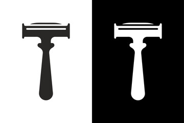 Black and White Razor Icon Minimalist Silhouette Vector for Beauty & Hygiene.