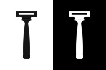 Black and White Razor Icon Minimalist Silhouette Vector for Beauty & Hygiene.