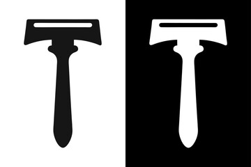 Black and White Razor Icon Minimalist Silhouette Vector for Beauty & Hygiene.