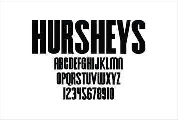 Hursheys font for logo and headline. Isolated vector typeset