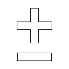 Fototapeta premium Outline plus-minus sign, isolated vector on transparent background