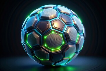 Futuristic Glowing Soccer Ball - Macro Neon Sports Photography