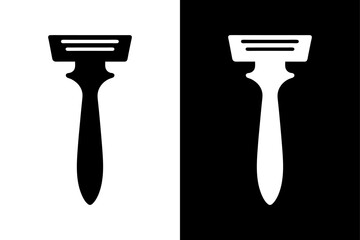 Traditional Straight Edge Razor Icon Black and White Silhouette Vector for Barber Shops.